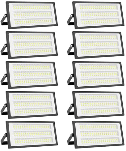 Viugreum 10Pack 100W Led Strahler Außen 10000LM Led Fluter Aussen IP66 6500K Flutlicht Kaltweiss Scheinwerfer Aussenstrahler Flutlichtstrahler fur Hinterhof Auffahrt Garage