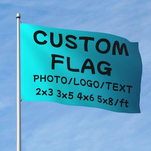 PRFELMG Personalised Flags,Custom Flag 2x3ft / 3x5ft / 4x6ft / 5x8ft,Customised with Your Photo/Logo/Text, Design Your Own Banner for Garden Parties and Special Events - Double Sided