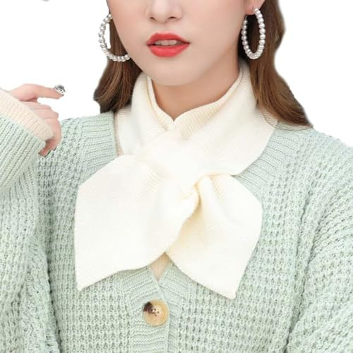 TAITUS Bufanda de Punto Para Mujer con Cuello Cruzado, Bufanda con Lazo Cruzado, Bufanda de Invierno a la Moda para Mujer, Protector de Cuello Cruzado y Babero (Beige)