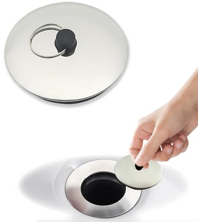 Gummi-Abflussstopfen für Waschbecken, 48-39 mm, mit Ring für Badewanne und Küche