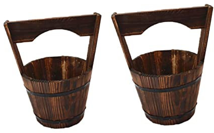 OFFSCH 2stücke Rustikale Holzblumentöpfe Für Balkon Und Garten Hängende Pflanzgefäße Aus Holz Für Sukkulenten Und Blumen Dekoration Für Innen Und Außenbereiche
