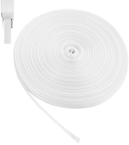 Oungy Cinghia per tapparelle, 60 m, 14 mm, resistente agli strappi, colore bianco, 60 m di lunghezza, 14 mm, cinghia per tapparelle e persiane (bianco, 60 m di lunghezza, 14 mm di larghezza)