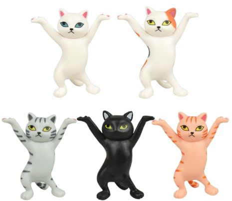 5 Stücke Tanzende Katzen und Stifthalter, Schreibtisch Stiftehalter, Mini Cat Figure, Katzen Stifthalter, Cartoon Bunte Katzen Stifthalter, Für Büro und Zuhause, Desktop Oder Bücherregal Dekorationen