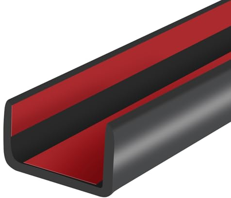 Rubber Edge Trim, Self-Adhesive U Channel Edge Protector for Plywood, Cabinet, 1-1/8 Wood Edge Banding, Flexible Furniture Repair, EPDM Material, Fit 1-1/8(28mm), Length 20Ft, Black
