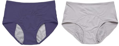 Mutande Donna 2PC Biancheria Intima per Le Donne A Prova di Perdite di Cotone Durante La Notte Mestruale Mutandine e Slip A Vita Alta A Prova di Perdite Mutanda Mestruale Lovable (Navy, XXXXXXXXL)