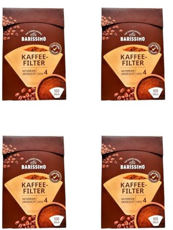 2X Barissimo Kaffeefilter Papier, Größe 4, Naturbraun, 100 Stück, Doppelnaht