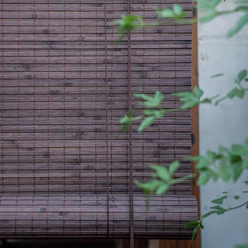 Bambus-Vorhänge für den Außenbereich, UV-Schutz, natürlicher Sichtschutz mit Retro-Dekor und Zubehör für Gartentüren, Balkon, Innen-Privatsphäre (Farbe)