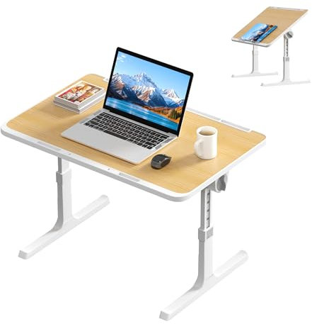 HENGMEI Laptopbord för sängen, laptop, sängbord, laptophållare, skumbord med läsplatta, laptop, bord för soffa, soffa, golv (höjd höjd, valnöt)