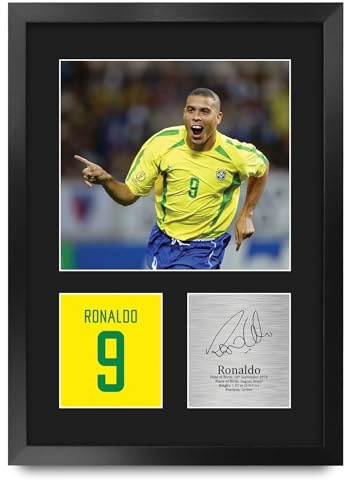 HWC Trading Ronaldo Brazil Geschenke Gedrucktes Signiertes Autogramm Foto für Fußball Anhänger and Fans - A3 Porträt Gerahmt