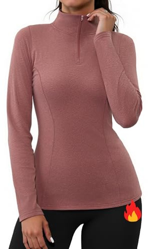 Gyabnw Maglione Termica Donna Sportiva a Maniche Lunghe e Colletto con Cerniera Maglia Termica Manica Lunga Felpa con Zip Donna Tshirt Palestra