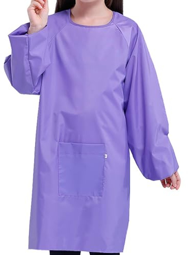 Yiqeenho Kids Art Smock Waterproof Painting Apron Artist Smocks for Children Long Sleeve Smock with Pocket Purple 3XL Fit Height 130-160CM