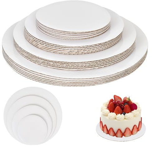 Alyxen 24 Stück Kuchenunterlagen Rund, Runde Kuchenplatten, Tortenplatte Pappe, Durchmesser 15/20/25/30 cm, Wiederverwendbar für Geburtstage, Konditoreien, Bäckereien