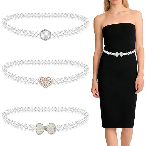 Songella Cintura Di Perle Da Elegante Sposa Elastica Con E Strass Per Matrimonio Festa Abito Damigella D'onore 3 Pezzi, Donna