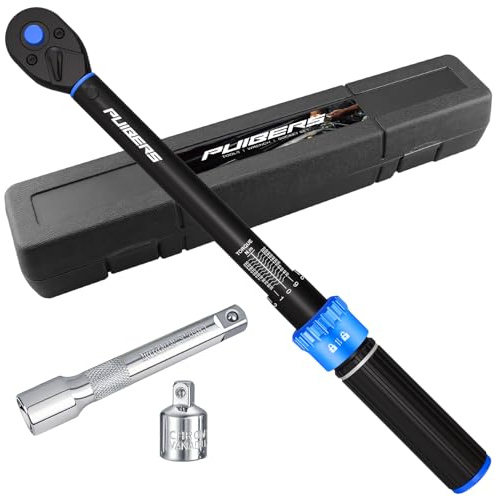 PUIBERS Cle Dynamometrique 1/2 Ensemble, 20–230 Nm Clé Dynamométrique Voiture, Adaptateur 3/8, Rallonge 5, Précision ±3%, 72 Dents Bidirectionnelle, pour Voitures, Motos, Camions