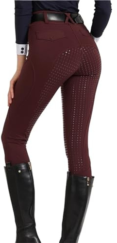 RUWLFE Pantalones de equitación Silicona Antideslizantes, Secado rápido y Ajustados, for exámenes ecuestres para Mujer(XS)