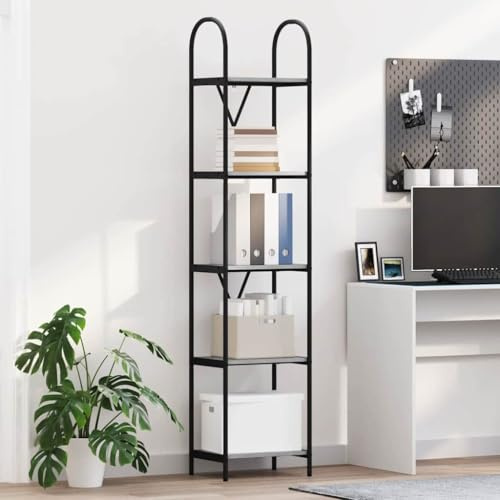 NIVVHOH Regal, Bücher Regal Eckregal Bookshelf Regale Geeignet für Schlafzimmer Büro Wohnzimmer Studie Grau Sonoma 40 x 30 x 183 cm Holzwerkstoff
