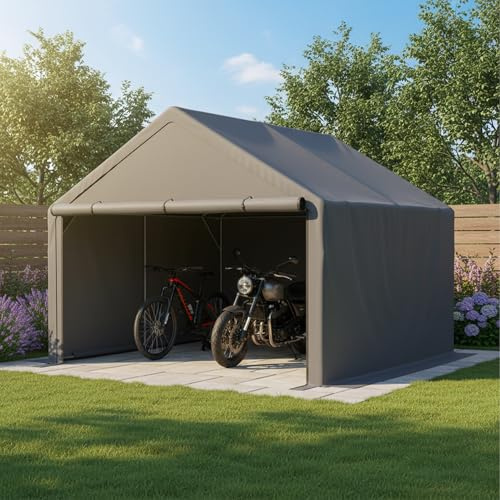 LLGWGL Garaje para bicicletas para 2-4 bicicletas/2 motos, tienda de campaña para exteriores con estructura de metal, resistente a la intemperie, solución de almacenamiento impermeable, 305 x 296 x