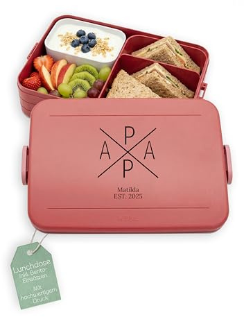 ABENTEUERNAH MEPAL Brotdose Spülmaschinenfest Outdoor, Lunchbox mit Einsatz für perfekte Ordnung, Mikrowellengeeignet, personalisiert für Mama, Papa, Muttertag, Vatertag (Papa Kreuz, rosa)