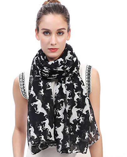 Lina & Lily Damen Schal mit Pferd Muster
