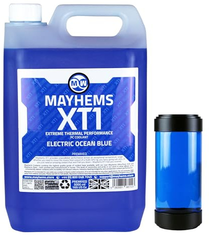 Mayhems - XT1 förblandad PC kylvätska - datorvattenkylningsvätska - flytande kylning, termisk prestanda serie, UV, 5 liter, electric ocean blue (blå)