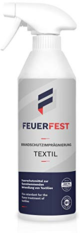FEUERFEST Impermeabilizzante Ignifugo Tessuto - Certificato DIN 4102-B1 & OEKO-TEX Standard 100 - Impregnante Ignifugo per Tessili Alta Performance Incolore Senza Solventi - A Spray o Immersione 500ml