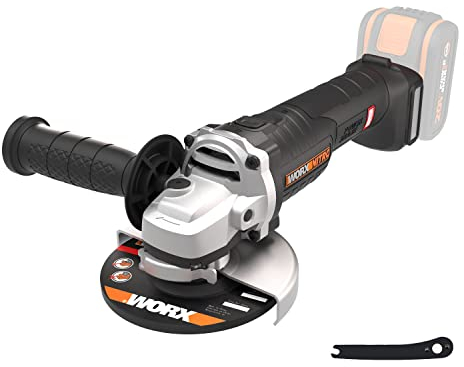 WORX NITRO - Meuleuse d'Angle sans Fil 20V - Moteur Brushless - Avec Poignée Auxiliaire, Disque, Carter, Coffret de rangement - Ø 125 mm - WORX WX812.9 (livrée sans batterie ni chargeur)