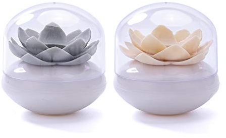 Dofover 2 Pack Creative Lotus Cotton Swab Holder Q-Tips Toothpicks Holder Table Decorate Cotton Bud Storage Box Organizer