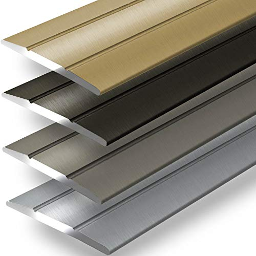 Metal Transition Strip Profile | Aluminium Flooring Strip for Parquet, Laminate, PVC, Cork | C-Shape | Pre-Drilled or Self-Adhesive (Width: 36 mm | Length: 134 cm, Gold | Self-Adhesive)