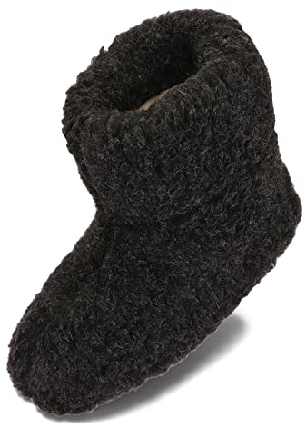BeComfy Warme Hausschuhe Damen Herren Hüttenschuhe aus Schafwolle