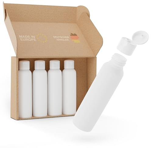 Kunz Packaging hochwertiges 5er Set Reiseflaschen 100 ml zum Befüllen für Flugzeugreisen - BPA-frei & TSA-geprüft - Reisebehälter für Flüssigkeiten - Silikonfrei