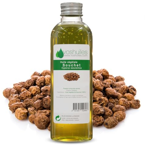 VOSHUILES - Huile de Souchet - BIO Certifiée COSMOS - Riche en Oméga 6 & 9 - Acides Gras - Vitamine E - Pression à Froid - 100ml