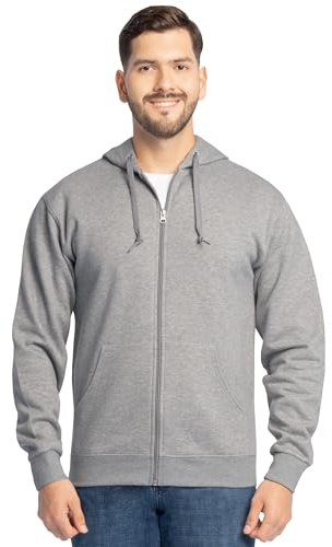 Fruit of the Loom Men's Eversoft Fleece Sweatshirts & Hoodies, Moisture Wicking & Breathable, Sizes S-4X, Full Zip-Grey Heather, Medium