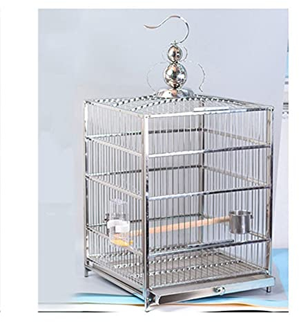 Vogelkäfig Großer Edelstahl Vogelkäfig Wellensittich Zuchtkäfig Schwarzer Nymphensittich Pfingstrose Papagei Quadratischer Käfig für Nymphensittiche, Finken Heimtierbedarf (Color : D)