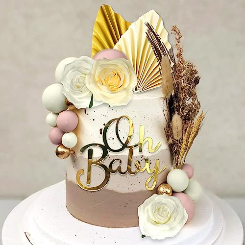JeVenis Oh Baby Cupcake Topper Oh Baby Kuchen Topper Babyparty Tortendeko Kuchen deko für Baby Shower Gender Reveal Partydeko, Nackt