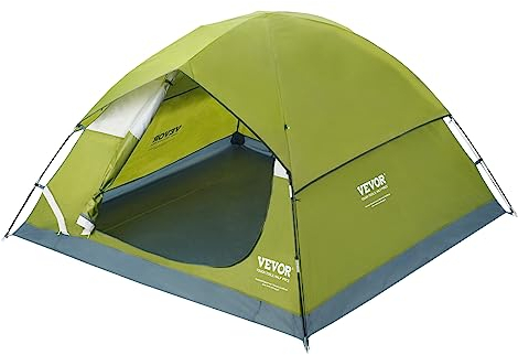 VEVOR Campingzelt 3 Personen Wurfzelt 214 x 214 x 122 cm Kuppelzelt Plane aus 190T Dacron+150D Oxford Gestell aus 7,62 mm Fiberglas Trekkingzelt Festivalzelt Grün Ideal für Camping Festivals