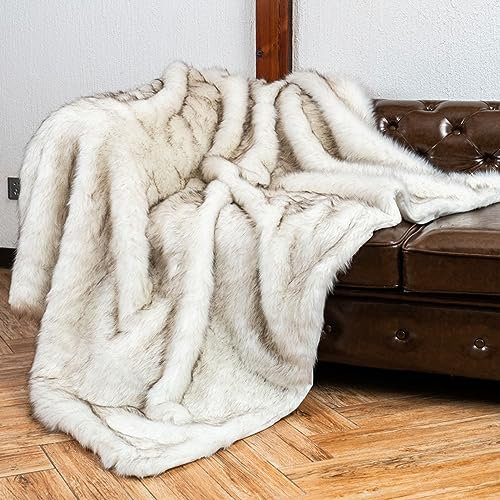 AMZZHAO Fellimitat Felloptik Decke Wohndecke,Warm Kunstfell Decke,Als Kuscheldecke und Tagesdecke oder Fellkissen,Sehr weich und glatt,zart und hautfreundlich,150 x 200 cm/59,06 x 78,74 Zoll