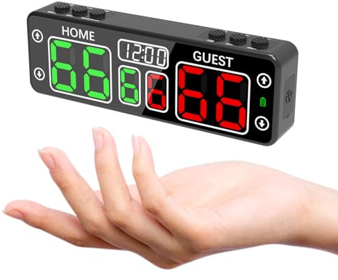 Ousmile Mini digital resultattavla – bärbar bordsskiva för spel, trådlös batteridriven elektronisk poängtavla med Buzzer, poänghållare för pingis/kornhål/basketboll/volleyboll
