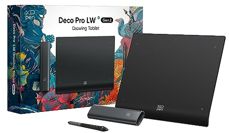 XPPen Grafiktablett, Deco Pro LW Gen 2 Bluetooth 5.0 Grafiktablett, 16K (16384) Druckstufe Stift mit Shortcut-Tastatur, Kompatibel mit Windows Chrome OS macOS Linux