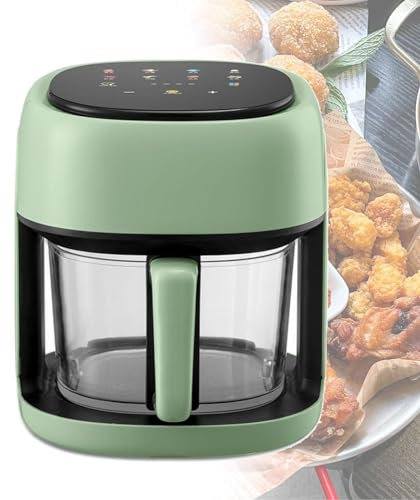 4.5L Large Air Fryer Oven, 1350W Family Size Digital Air Fryer, Dehydrator, 8 Presets, 120 Minutes Timer, Preheat & Reheat Oil Less for Fry Roast Bake Grill (Color : Green, Size : 4.5L)