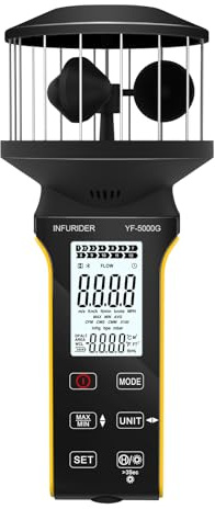 INFURIDER Digital Cup Anemometer, Handheld Wind Speed Meter with Anti-dust Touch Button, Rechargeable Wind Gauge CFM Meter, Waterproof, LCD Backlight, Wind Tester for Wind Volume, Wind Chill