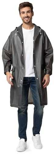 Opret Regenponcho Herren Damen, Wasserdicht EVA Regencape Regenschutz, Wiederverwendbar Leichter Poncho Regen Faltbare Regenmantel mit Reflektorstreifen und Tasche für Freien Camping Wander