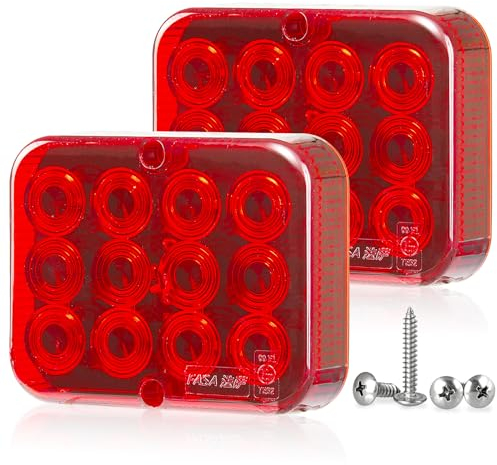 D-TECH 2 Pezzi Fendinebbia Posteriore Rosso Impermeabile,Fanali Retronebbia LED Rimorchio 12V, Faro Fendinebbia Per Rimorchio,Trattore,Roulotte, Fari Posteriori Rimorchio,12 LEDs,IP67,Omologato ECE