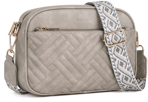 Roulens Gesteppte Damen Handy Umhängetasche, PU Leder Handy Schultertasche, Crossbody Bag für Damen mit Verstellbarem Breiter Gurt