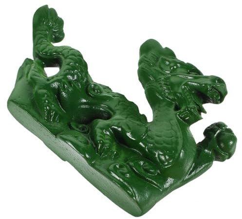 Amosfun Chinesische Drachenstatue Aus Holz Grüne Jade-Farbe Geschnitzte Sternzeichen-Drachenfigur 2024 Jahr des Drachen Skulptur Auto Heimbüro Maskottchen Für Glück Reichtum