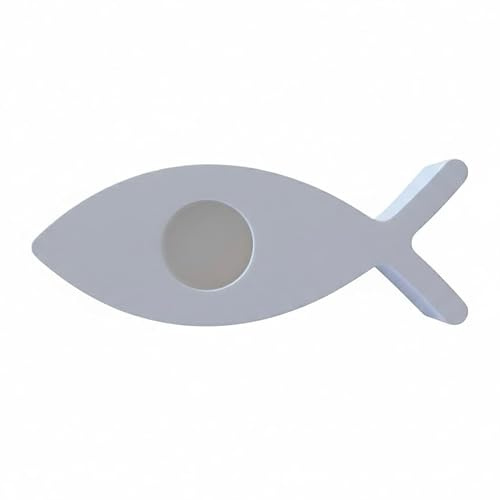 Fisch Kerzenständer Ichthys⎟Christlicher Kerzenhalter aus weißem Raysin⎟Konfirmation⎟Kommunion