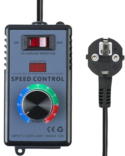 MaxEarn Drehzahlregler, SCR Spannungsregler AC 230v Spitzenleistung 4000W, Elektrischer Leistungsregler, Einstellbarer Motor Temperature, Geschwindigkeitssteuerung Dimmer, EU-Stecker Voltage Regulator