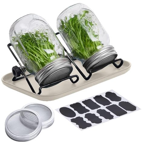Keimungsset Keimung Sprossen Kultur Kit Keimung mit Tablett Edelstahl Halter Kit Keimung Setzlinge Anzucht Kit Dose