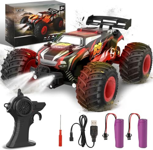 Fivejoy Ferngesteuertes Auto ab 3 4 5 6 7 8 Jahre, 20KM/H RC Auto Off-Road, 2WD All Terrain 2.4GHz RC Truck mit 2 Batterien, Spielzeug ab 3 4 5 6 7 8 Junge, Spielzeug Geschenk für Kinder