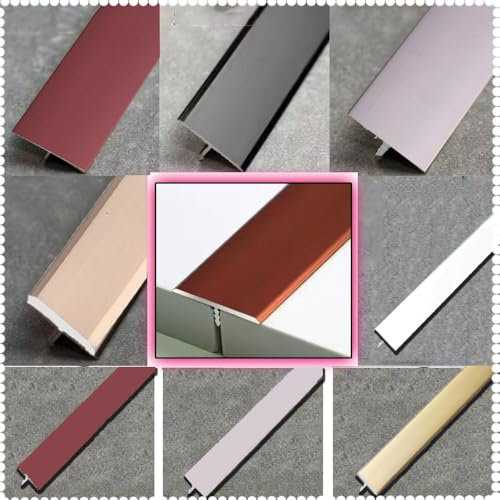 ZIUSFAC T-Profil Übergangsleiste Metall Flacher Trennstreifen Holzböden Übergangsstreifen Laminat Böden Abdeckleiste 90cm Bodenprofil Übergangsschiene Für Türschwelle Verbindungsböden Lücken(Black,W3.