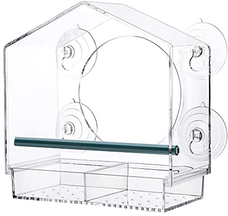 Zgehnao Window Acrylic Bird Feeder House Strong Suction Cups Clear See Through Large Bird Feeder For Outside Best